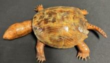 Ken Cole Dated 2005 Hand Carved Wooden Full Size 21" Snapping Turtle