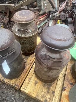 4 MILK CANS AND MISC CAN LOT