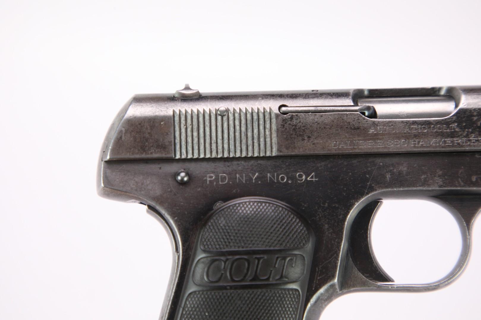 NYPD Colt Model 1908 Pocket Hammerless .380 ACP Semi Automatic Pistol & Letter