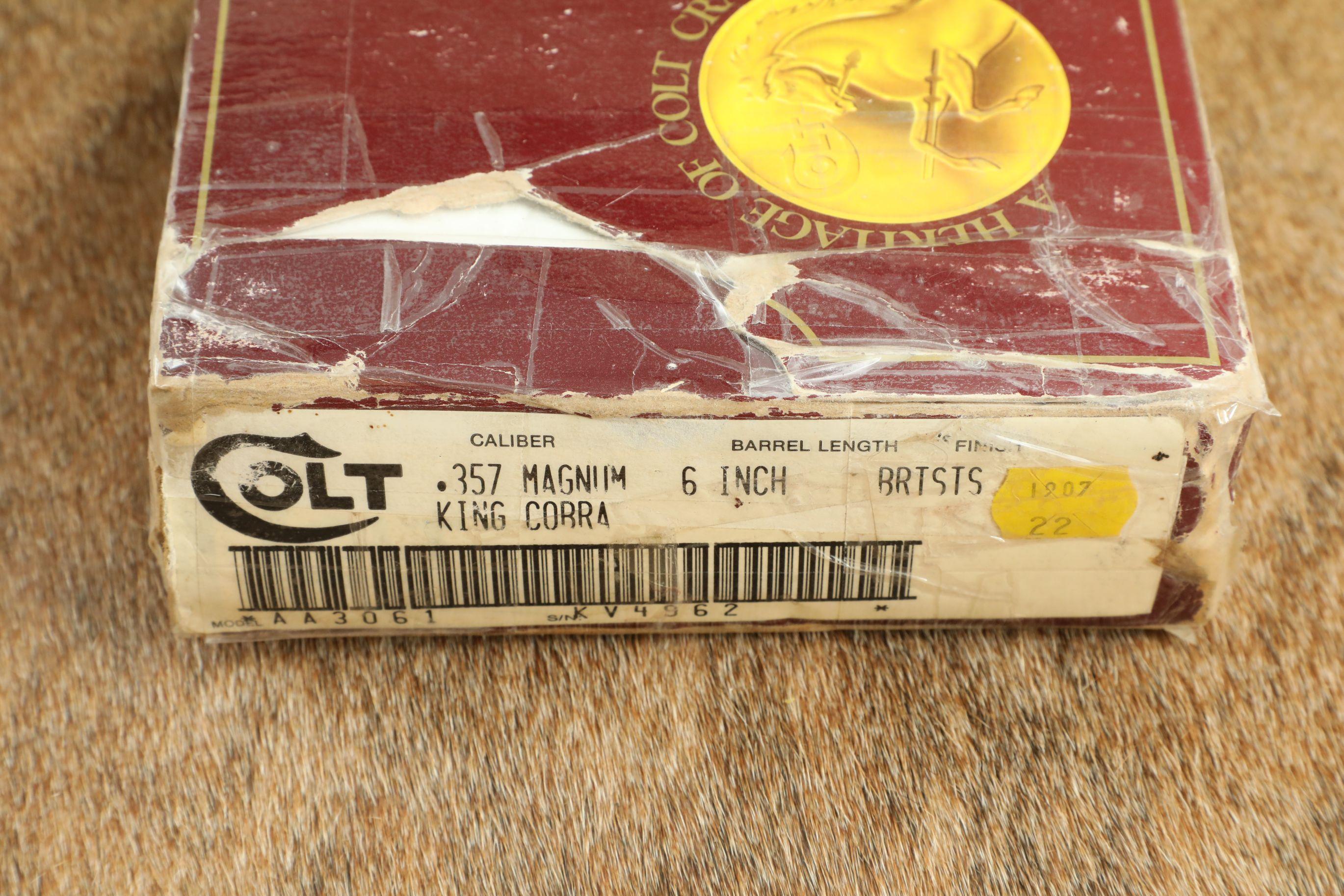 Colt King Cobra Double Action Revolver .357 Magnum 6” Bright Stainless 1990 w/ Box