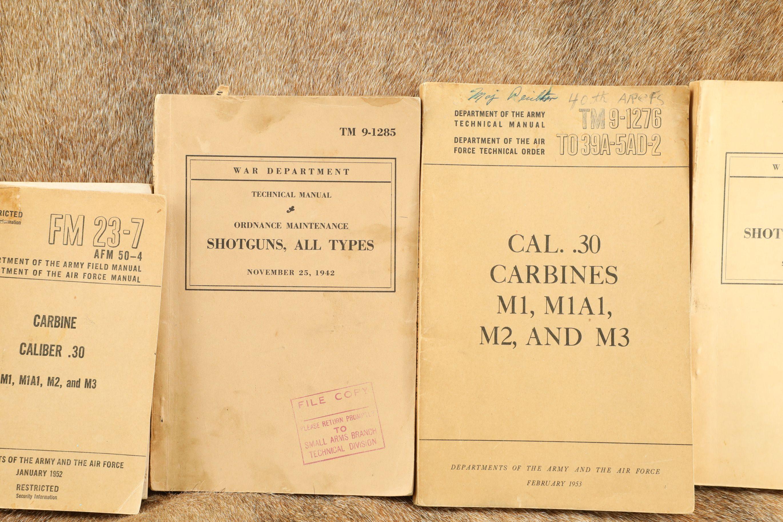 CANFIELD COLLECTION US Army WW1 WW2 1950s Weapons Manuals, M-1917 Rifle, M-1 Carbine, Shotguns