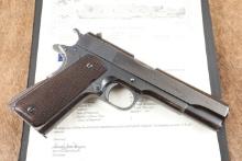 Pre-War Colt National Match Government Model 1911 .45 ACP Semi-Automatic Pistol & Letter, 1937 C&R