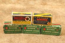 Mixed Lot of 5 Vintage Boxes Of Obsoleted .22 Winchester Automatic Rim Fire Ammunition