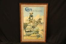 Vintage 1920s Colt Tex & Patches "Arm of Law and Order" Advertising Poster 32" x 19"