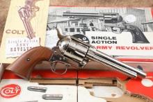Colt 2nd Generation Single Action Army SAA 5 1/2" Nickel .45 Revolver & Stagecoach Box, 1970 C&R