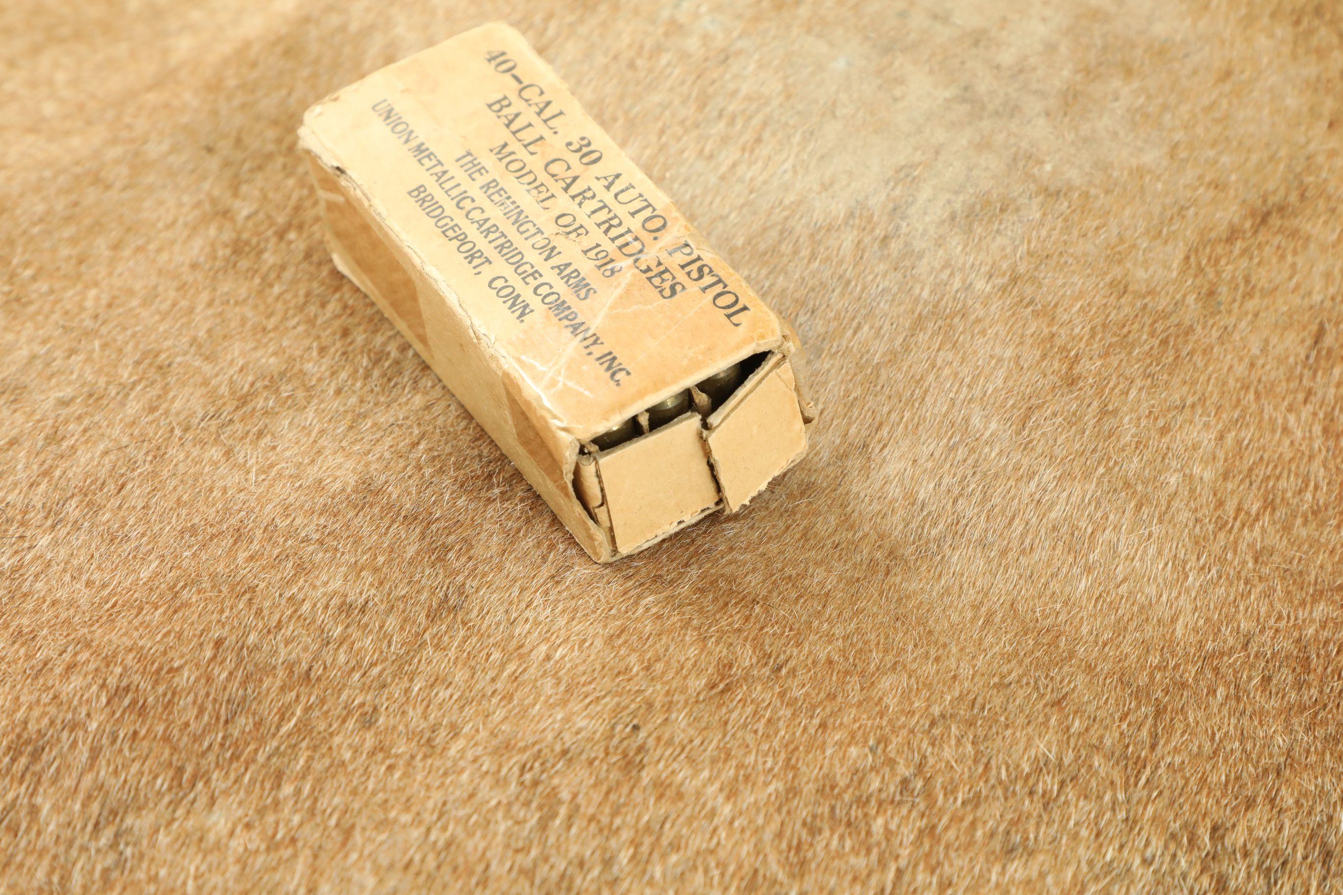CANFIELD COLLECTION US Army WW1 Remington-UMC Box of 40x .30 Auto Pedersen Device Cartridges