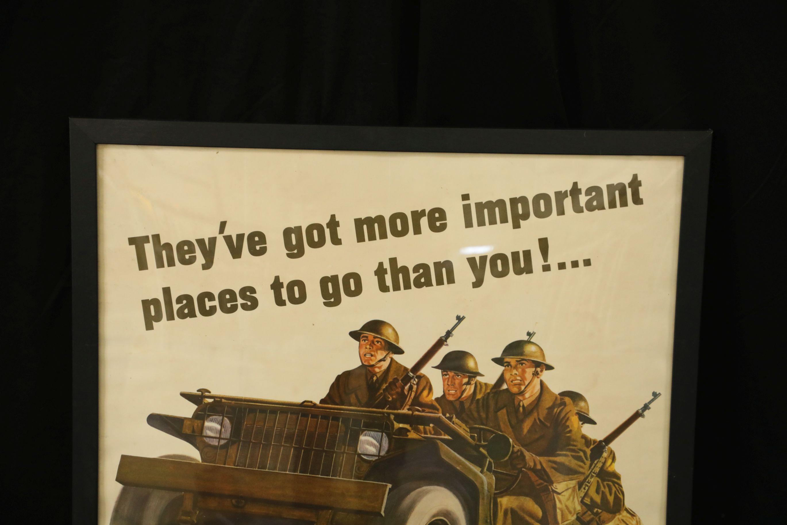 WWII Save Rubber Poster Walter Richards War Effort Jeep Tire Check Propaganda