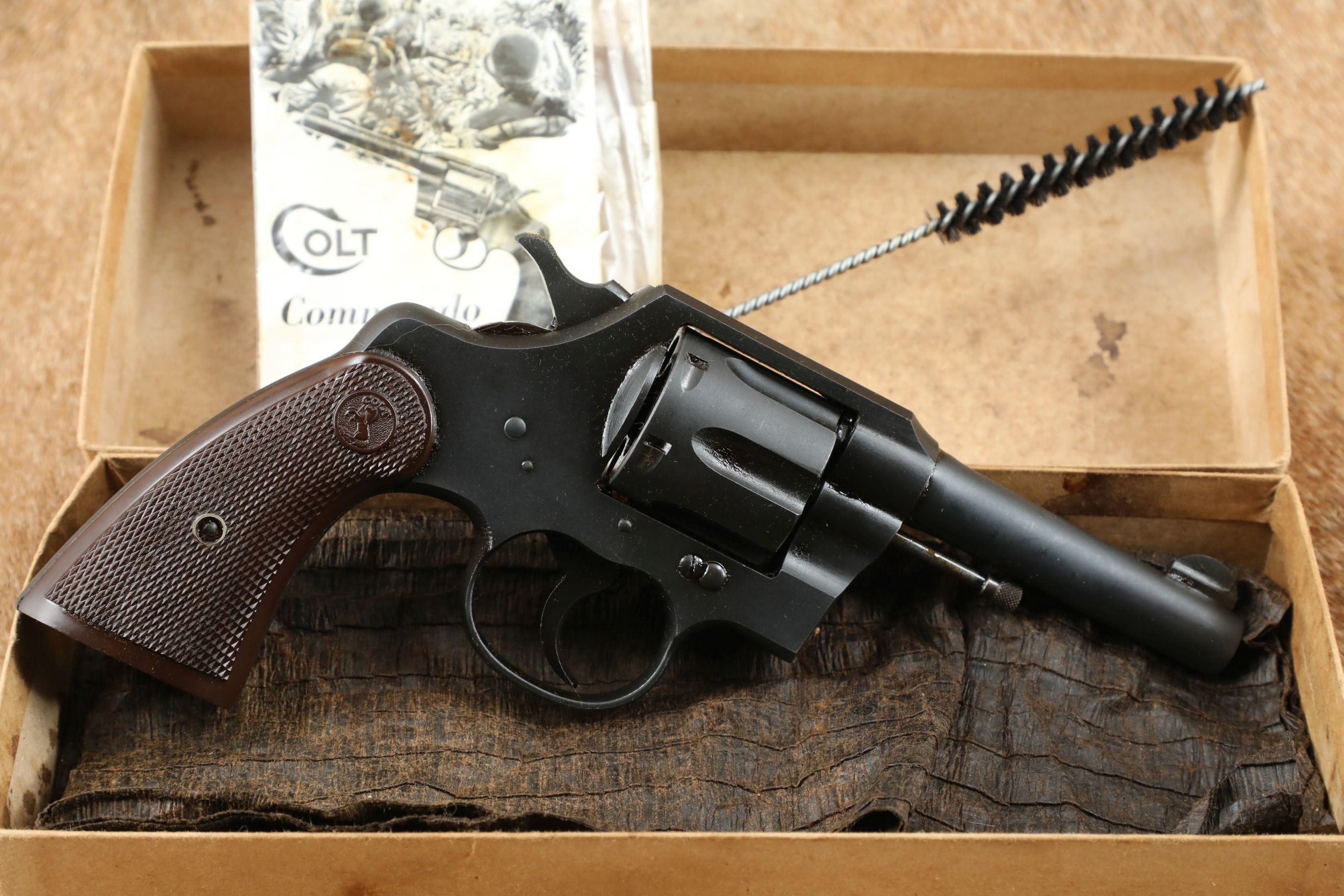 1/300 Massachusetts National Guard WWII Colt Commando 4" .38 Special Revolver & Box, 1942 C&R