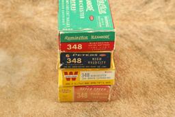 Lot Of 70 Rounds Of Mixed .348 Winchester Cartridges From Winchester, Remington, And Peters