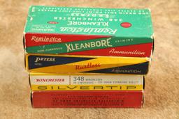 Lot Of 70 Rounds Of Mixed .348 Winchester Cartridges From Winchester, Remington, And Peters