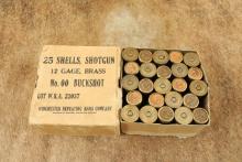CANFIELD COLLECTION US Army WW2 Winchester Repeating Arms 24x 12 GA Brass 00 Buck Shotgun Shells