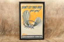 Vintage 1943 WWII Labor Management Committee Placard #28 Anti Absenteeism Framed 23" X 14" Poster