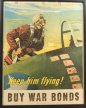 Powerful WWII War Bonds Poster: “Keep Him Flying!” 23 1/2" x 29 1/2"