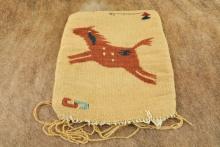 Vintage Southwest Chimayo Style Horse Embroidered 11" x 10" Satchel Pouch