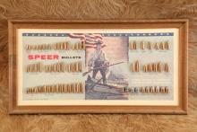 Vintage 1967 Speer "American Revolution Patriot" 21” x 11” Bullet Cartridge Display Board