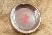 Vintage 1963 Winchester-Western "Seminar on Firearms & Ammo Development" Glass Leather Cigar Ashtray