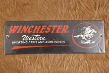 Vintage 1960s Winchester Western Sporting Arms And Ammunition "Horse & Rider" Enameled Steel Sign