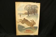 Vintage 1950s Western Winchester Weimer Pursell Illustrated Rabbit Hunting Advertising Poster