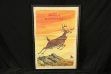 Vintage 1950s Western Winchester Weimer Pursell Illustrated Deer Hunting Advertising Poster