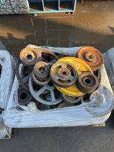 PALLET OF MISC PULLEYS AN