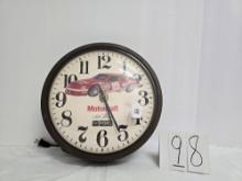 Seth Thomas Round Combination Batt/elect Motor Craft Ford Analog Clock As Is