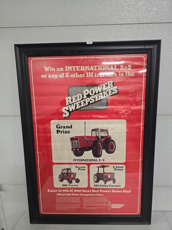 Framed Original Red Power Sweepstakes 28" by 40" good condition