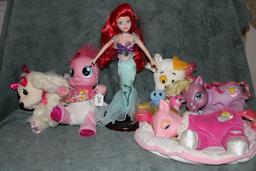 Disney Porcelain Ariel with Vintage My Little Pony plushes