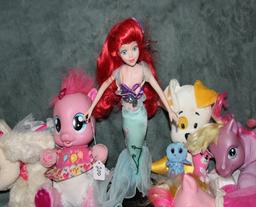 Disney Porcelain Ariel with Vintage My Little Pony plushes