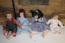 Lot of four Large Porcelain Dolls
