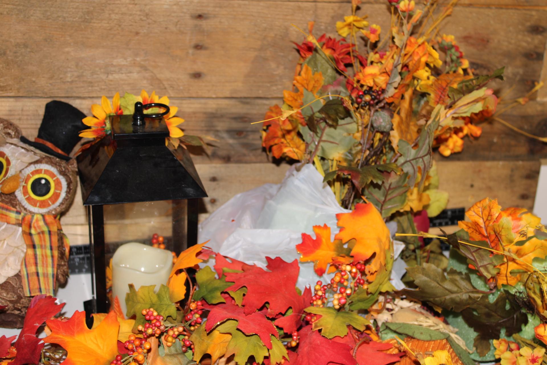 Tote Full of Halloween Fall Decorations