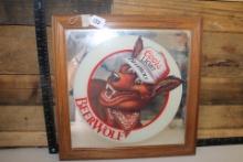 1986 Coors Light Beer Wolf Mirror Sign