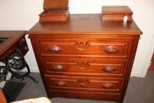 Walnut Victorian 3 Drawer Dresser