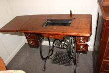 Vintage White Sewing Machine Table