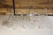 Large lot of Lead Crystal and Glass, Candlesticks, Vintage Schonborner Bleikristall cups