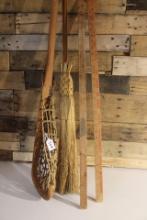 Vintage Lacrosse Stick, Broom and Yard Sticks