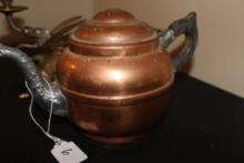 Brass Dragon Candlesticks and Tea Pot