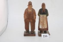 Vintage Hand Carved Folk Art Both are signed
