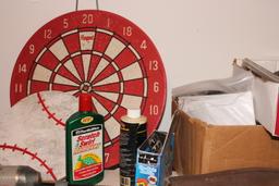 White shelf and contents.