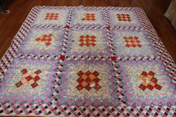 Antique Multi Colored Patchwork Quilt