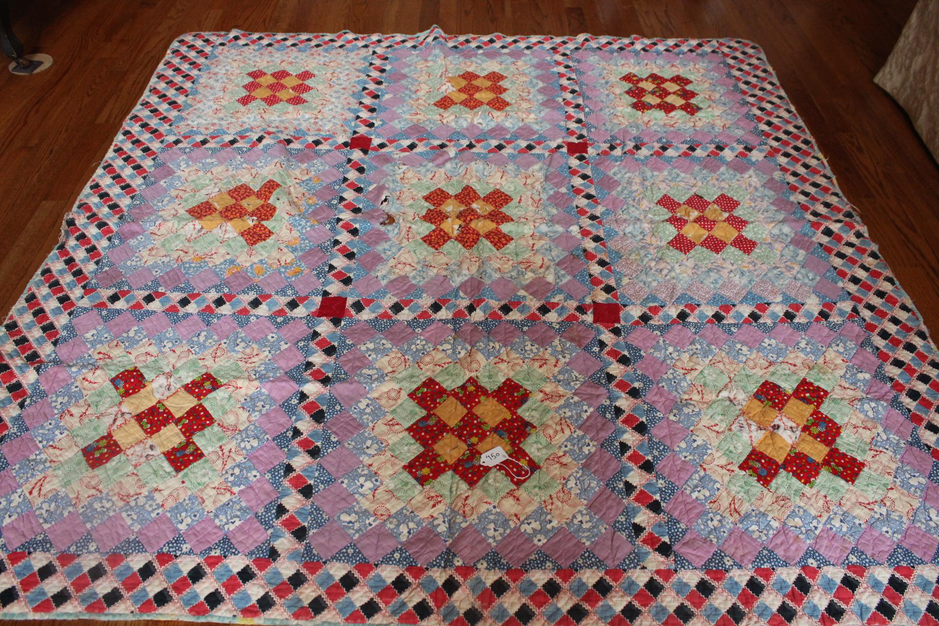 Antique Multi Colored Patchwork Quilt