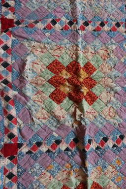 Antique Multi Colored Patchwork Quilt