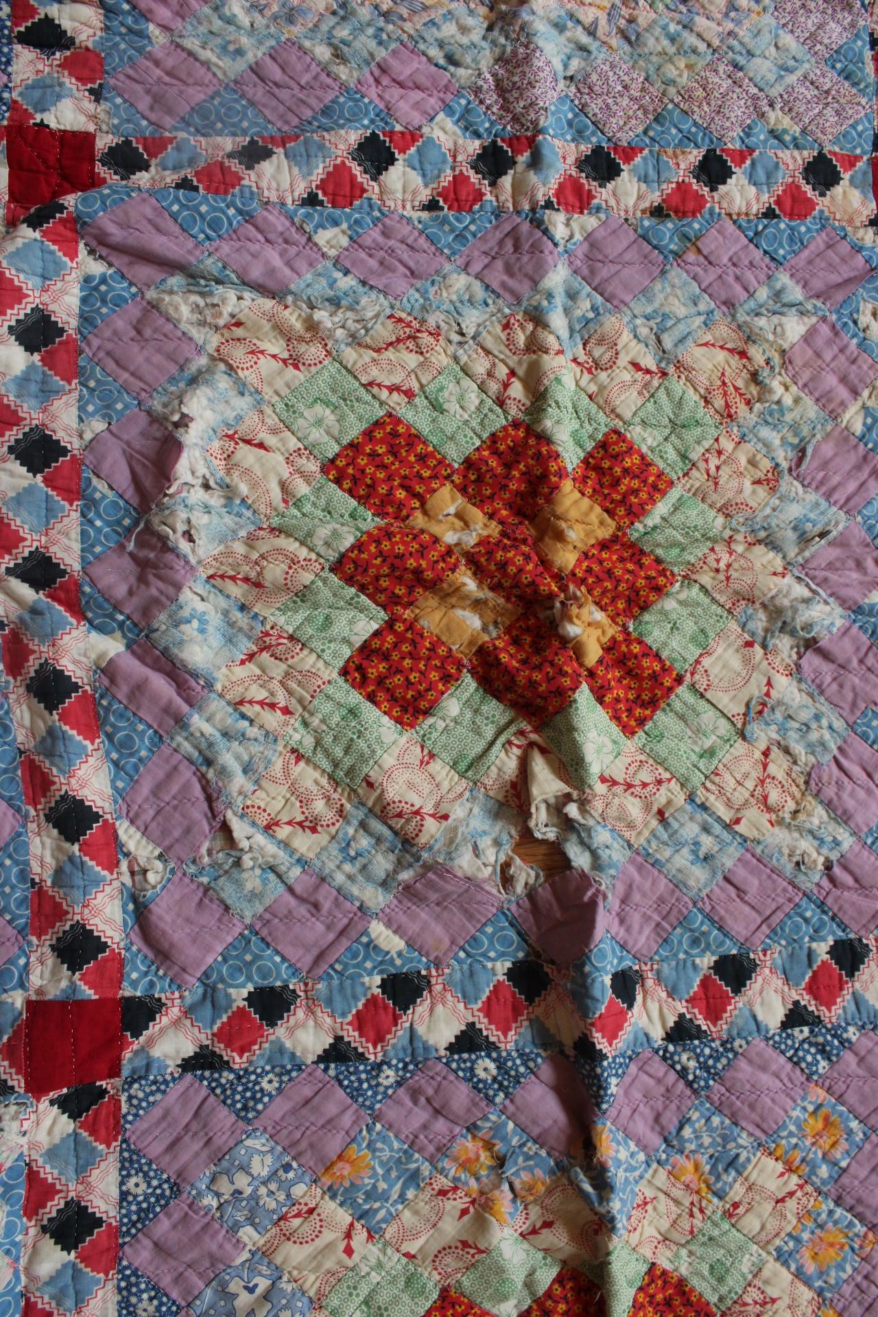 Antique Multi Colored Patchwork Quilt