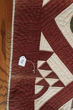 Antique Hand Quilted Multi Color Basket Applique