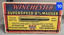 Vintage Winchester Superspeed 8mm Mauser - partial box
