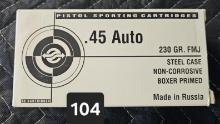 Pistol Sporting Cartridges .45 Auto 230 grain FMJ 50 per box