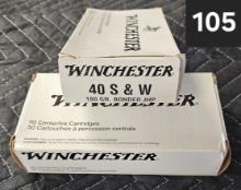 Winchester 40 S&W 180 grain JHP 2 boxes of 50 cartridges