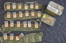 M1 Garand - 30 cal ammo, clips Bandoleers in metal ammo cannister