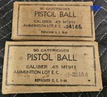Vintage Pistol Ball 45 caliber Ammo - 2 boxes (1 opened and 1 unopened)
