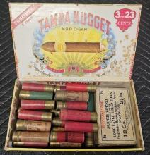 Vintage Cigar Box full of Paper Shotgun Shells