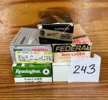 9mm Luger 5 Box Lot of Remington, Federal and Samson